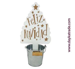 Arbol Navideño+Balde Metálico “Feliz Navidad”