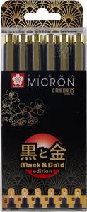  Set 6 Fine Liners Pigma Micron rotuladores | Sakura | Black & Gold edicin aniversario